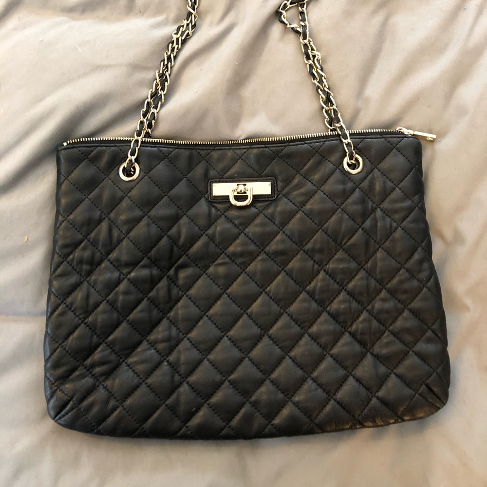 Black quilted leather DKNY bag